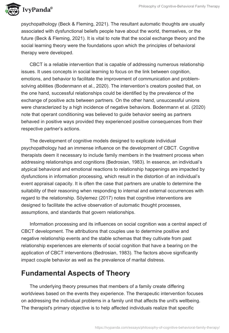 Philosophy of Cognitive-Behavioral Family Therapy. Page 2
