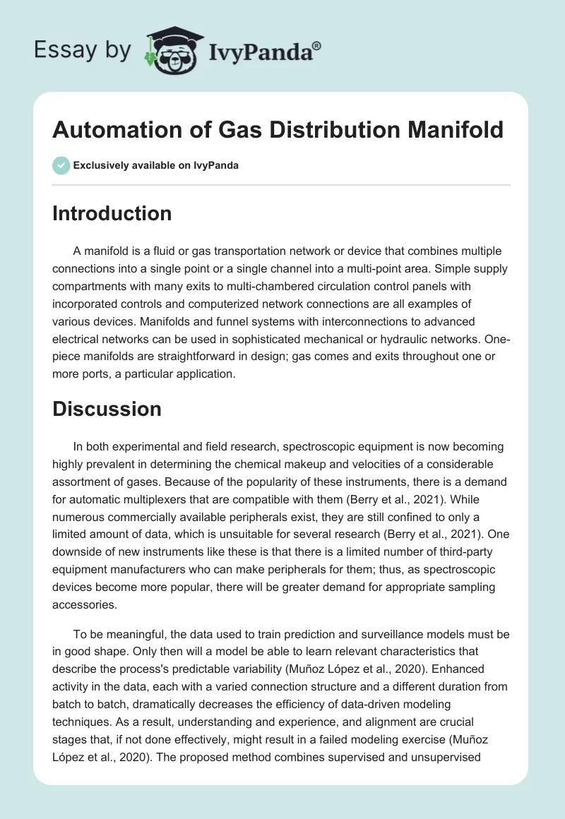 Automation of Gas Distribution Manifold. Page 1