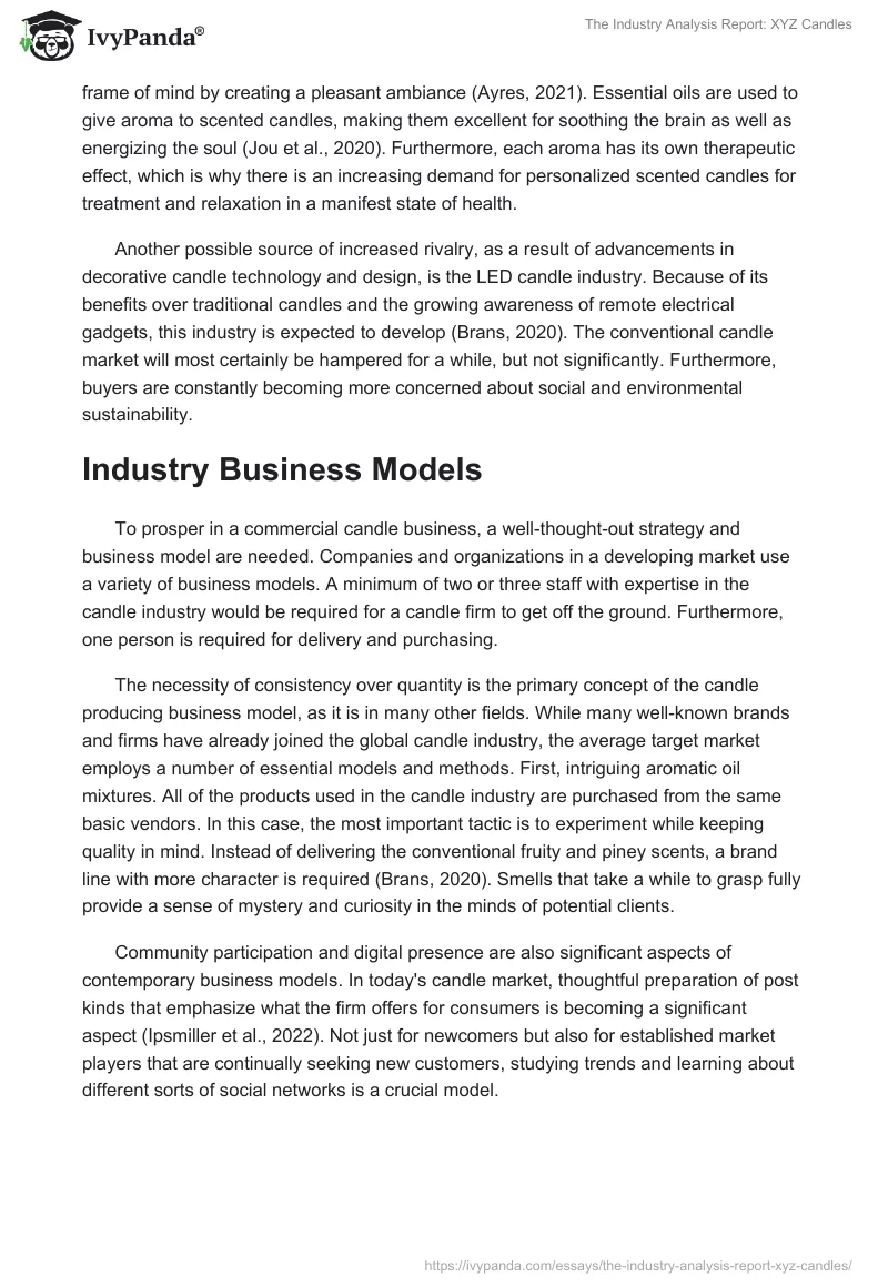 The Industry Analysis Report: XYZ Candles. Page 3