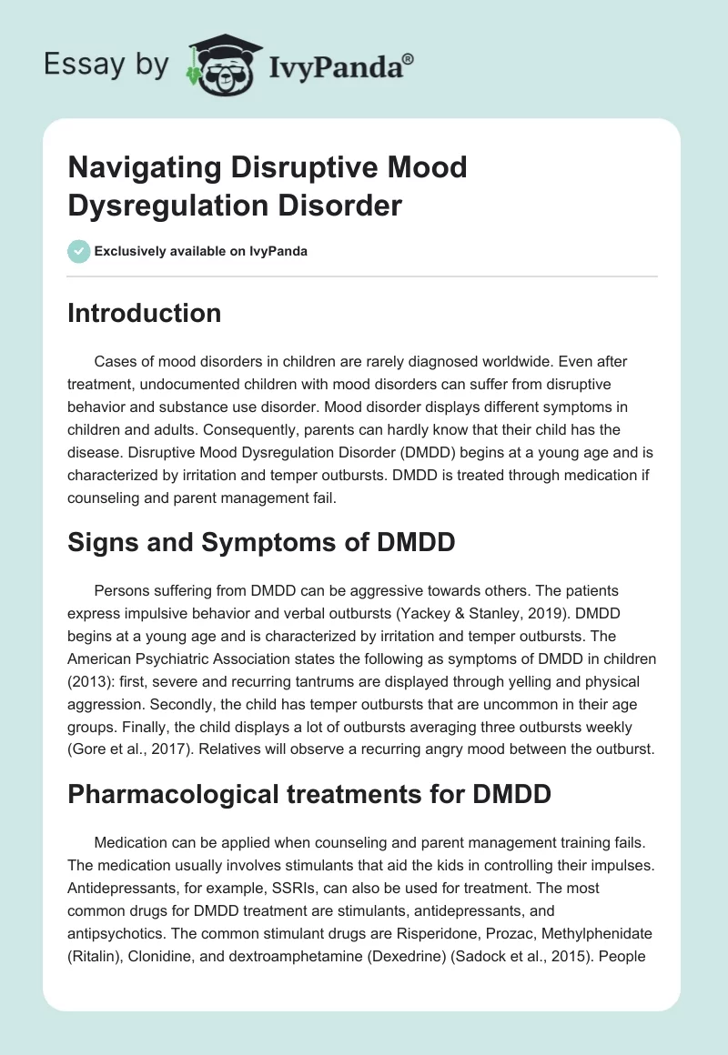 Navigating Disruptive Mood Dysregulation Disorder. Page 1