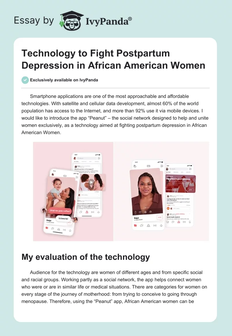Technology to Fight Postpartum Depression in African American Women. Page 1