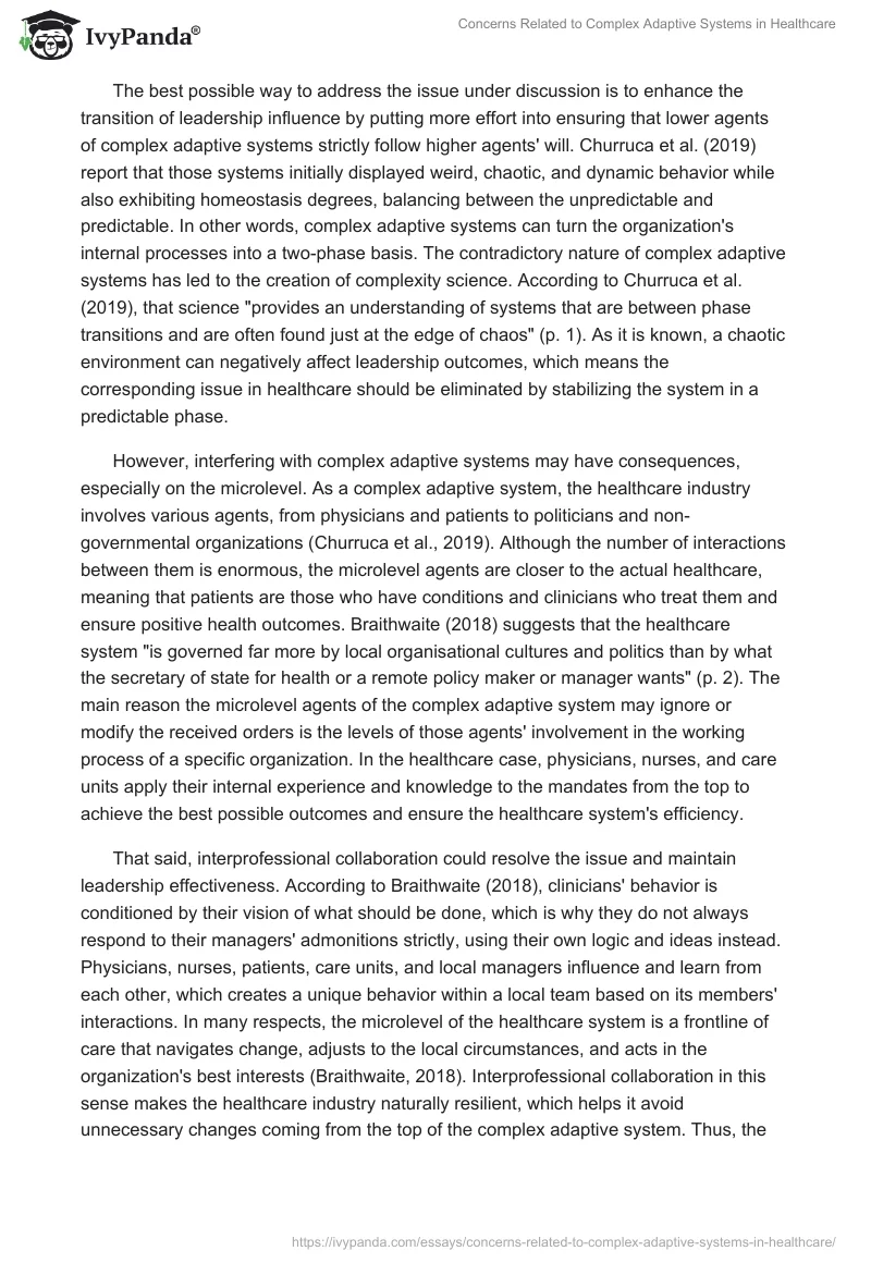 Concerns Related to Complex Adaptive Systems in Healthcare. Page 2