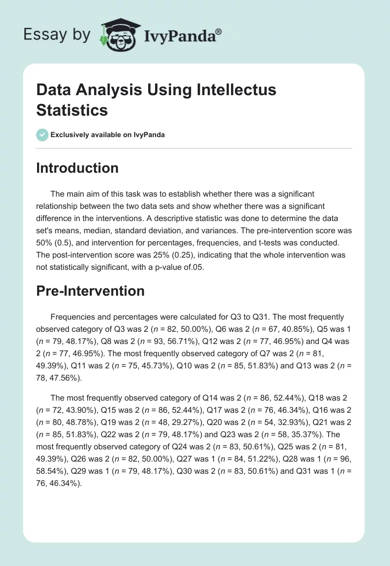 Data Analysis Using Intellectus Statistics. Page 1
