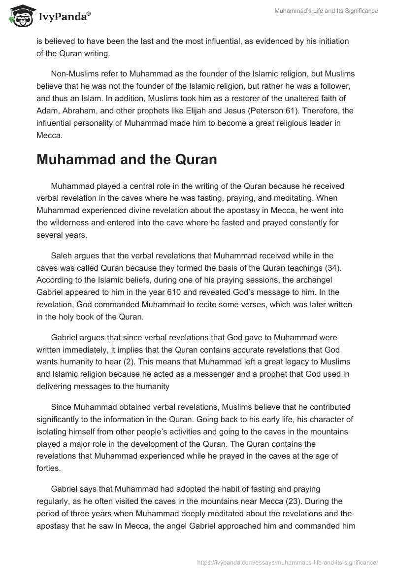 Muhammad’s Life and Its Significance. Page 5