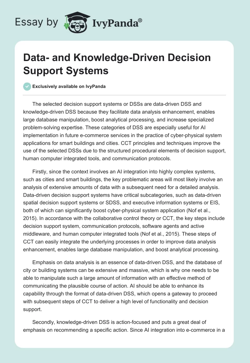 Data- and Knowledge-Driven Decision Support Systems. Page 1