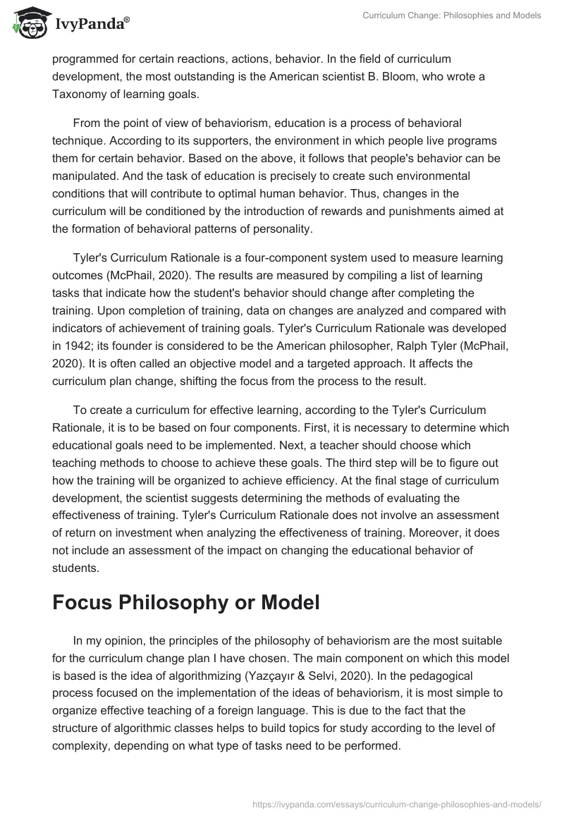 Curriculum Change: Philosophies and Models. Page 2
