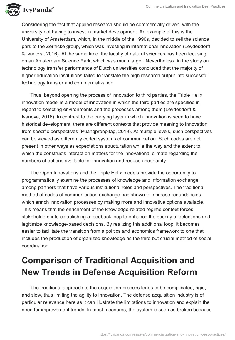 Commercialization and Innovation Best Practices. Page 2