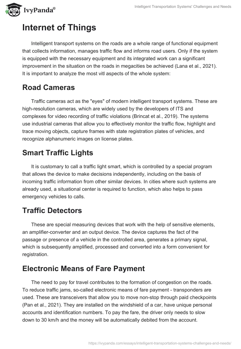 Intelligent Transportation Systems' Challenges and Needs. Page 2