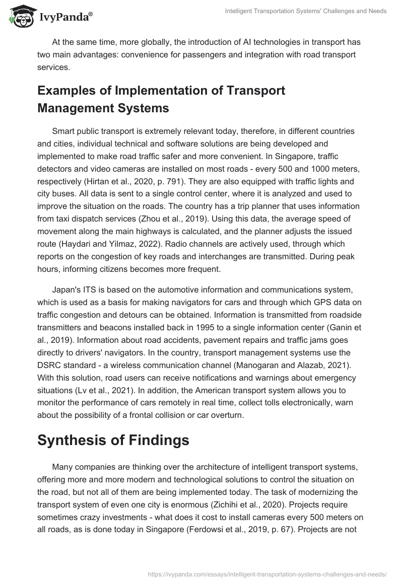 Intelligent Transportation Systems' Challenges and Needs. Page 4