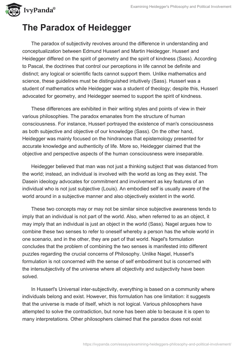 Examining Heidegger's Philosophy and Political Involvement. Page 2