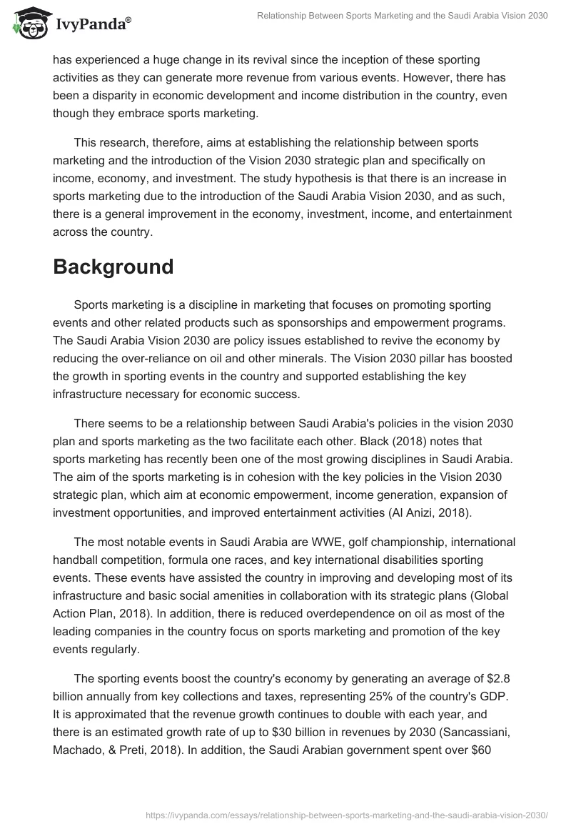 Relationship Between Sports Marketing and the Saudi Arabia Vision 2030. Page 2