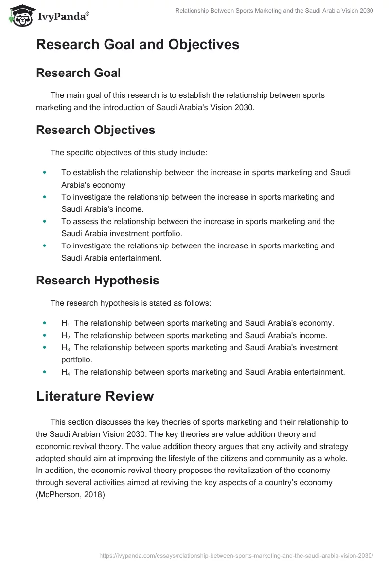 Relationship Between Sports Marketing and the Saudi Arabia Vision 2030. Page 4