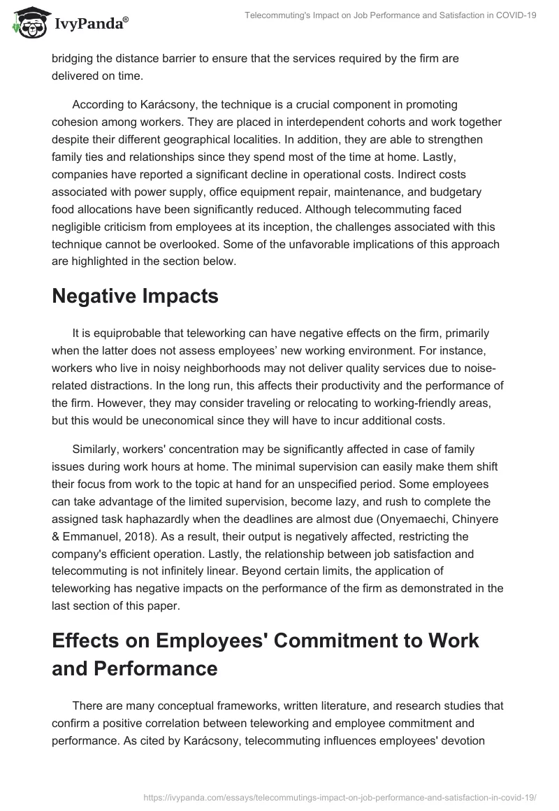 Telecommuting's Impact on Job Performance and Satisfaction in COVID-19. Page 2