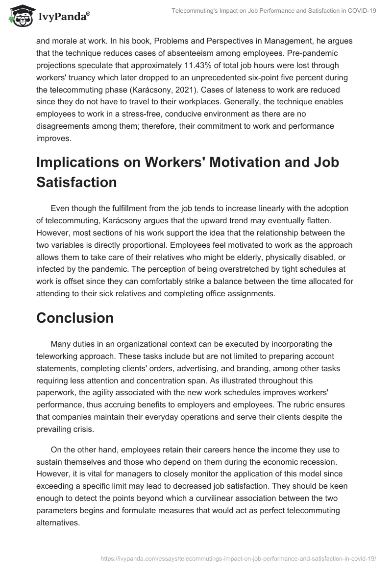 Telecommuting's Impact on Job Performance and Satisfaction in COVID-19. Page 3