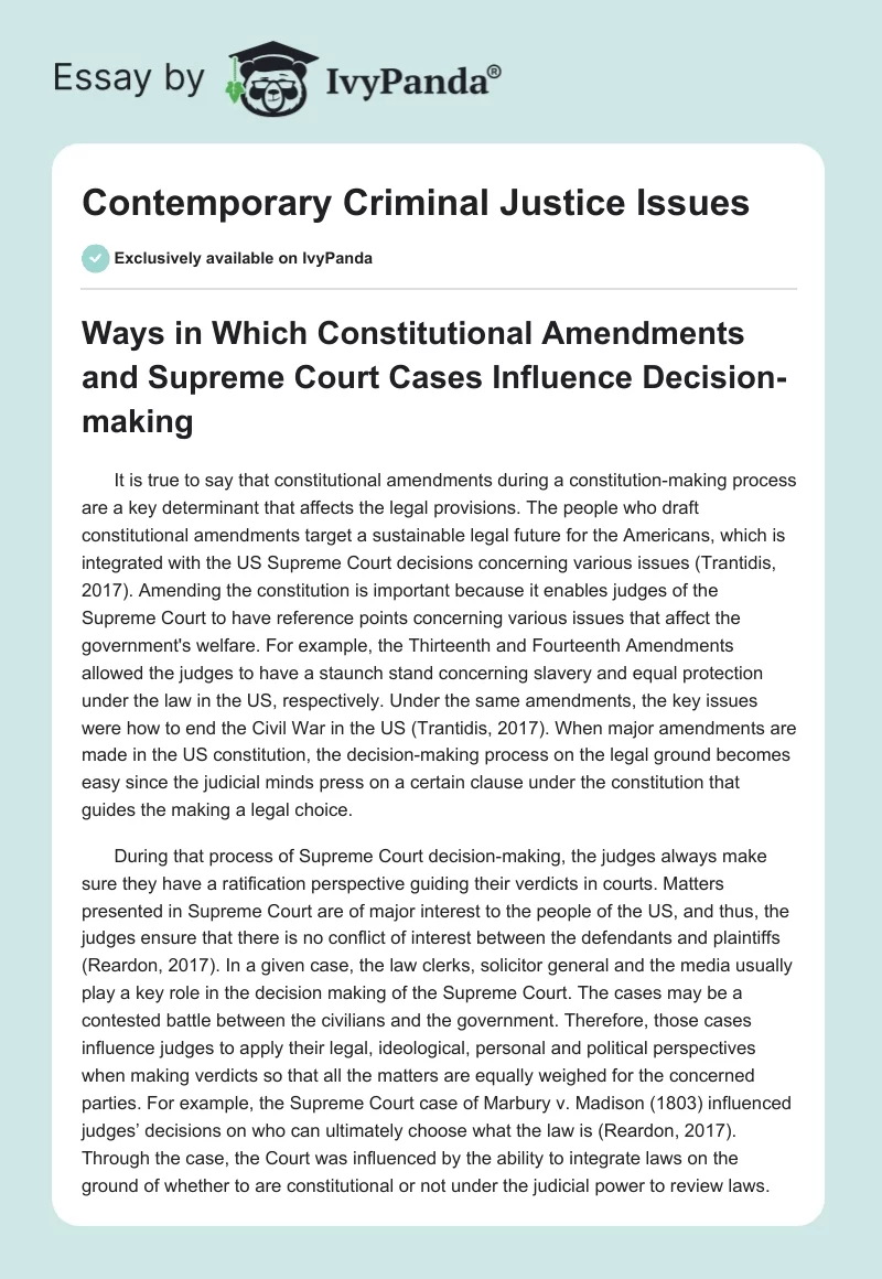 Contemporary Criminal Justice Issues. Page 1