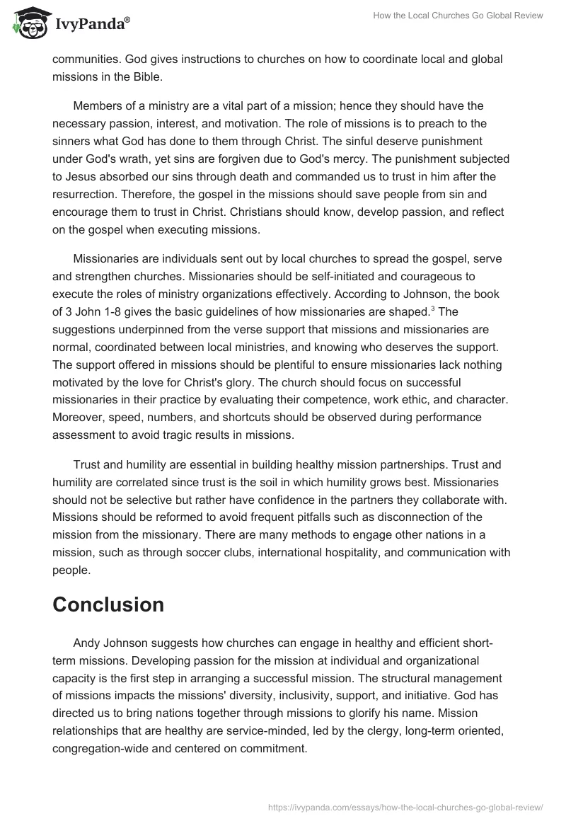 "How the Local Churches Go Global" Review. Page 2