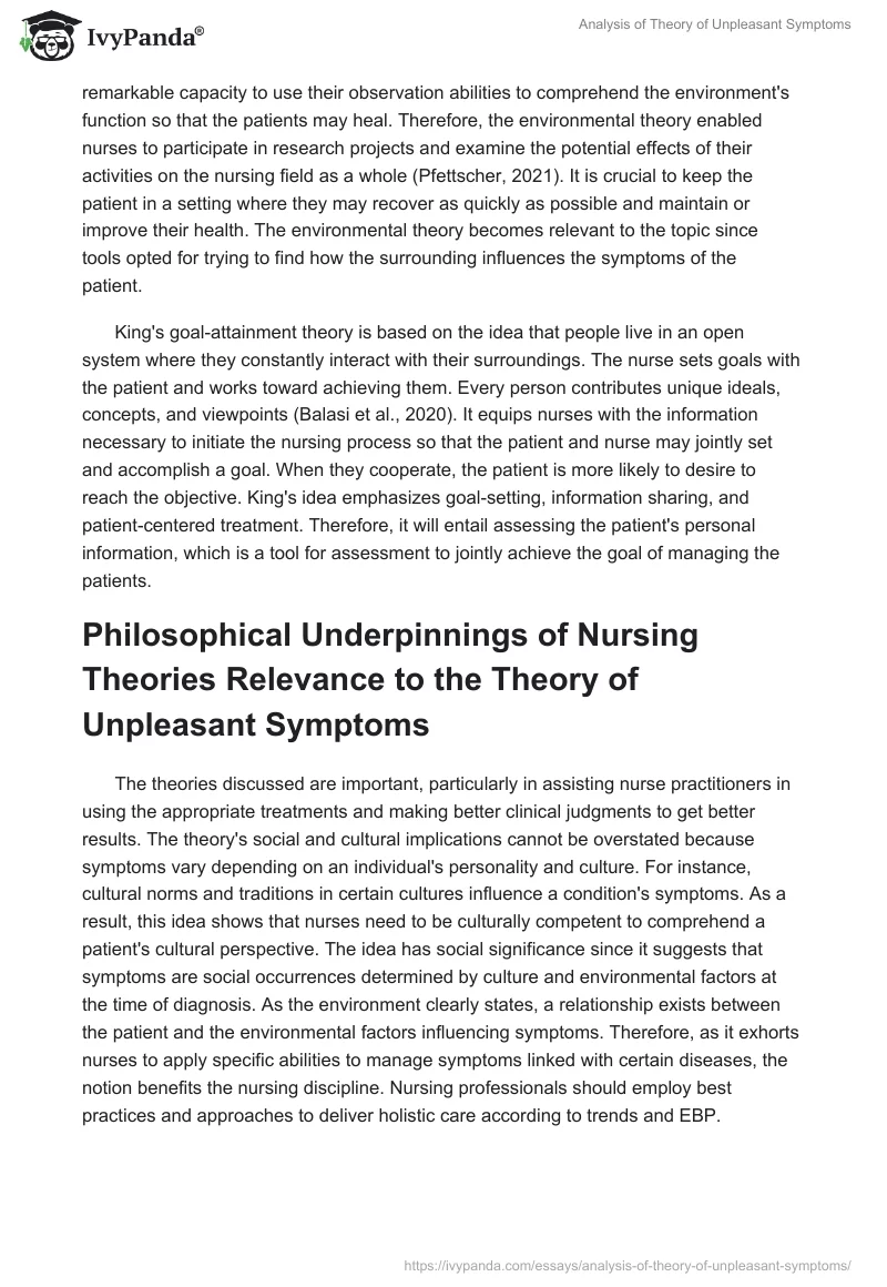 Analysis of Theory of Unpleasant Symptoms. Page 2