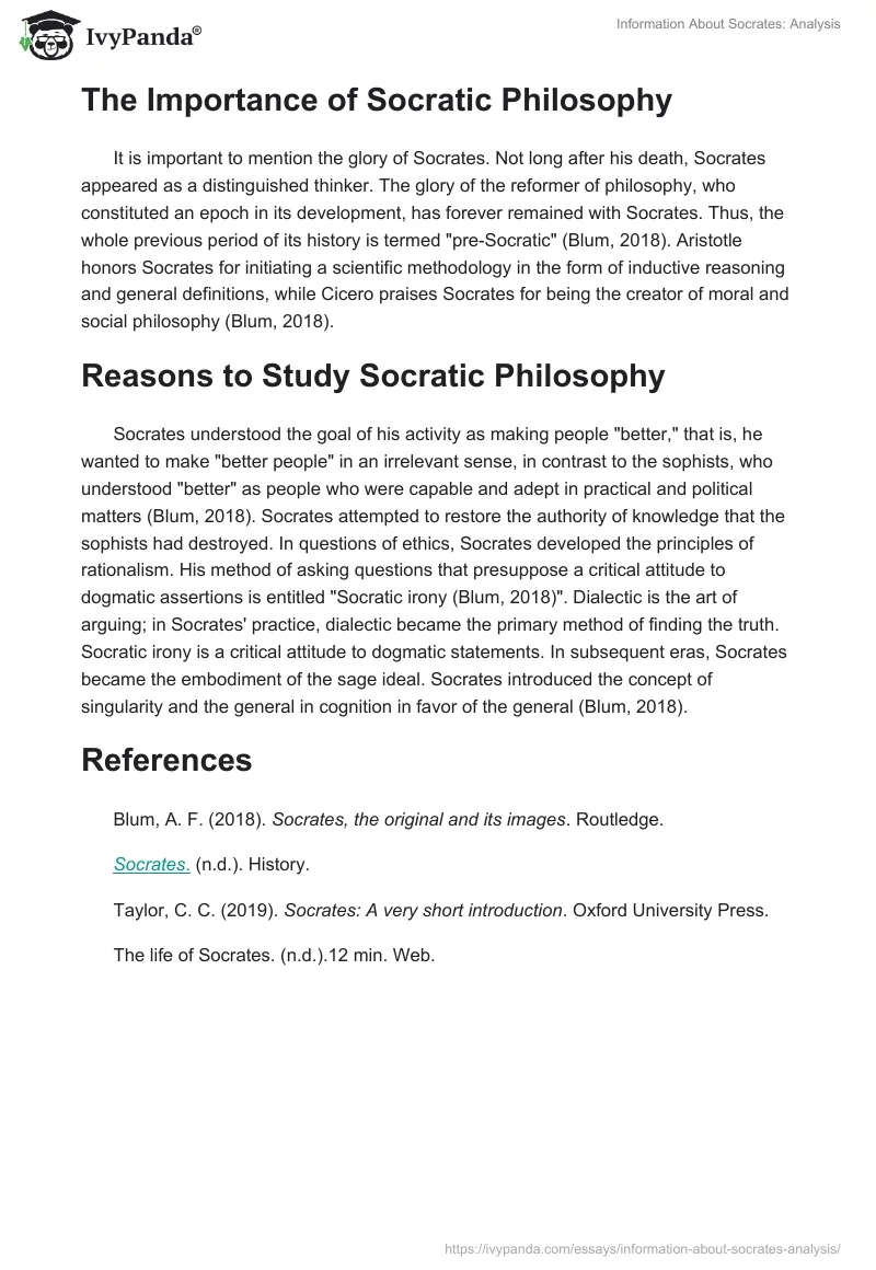 Information About Socrates: Analysis. Page 3