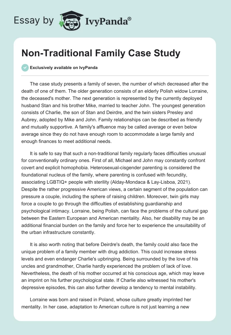 Non-Traditional Family Case Study. Page 1