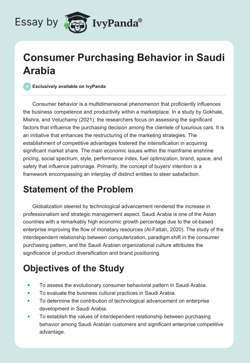 Consumer Purchasing Behavior in Saudi Arabia. Page 1