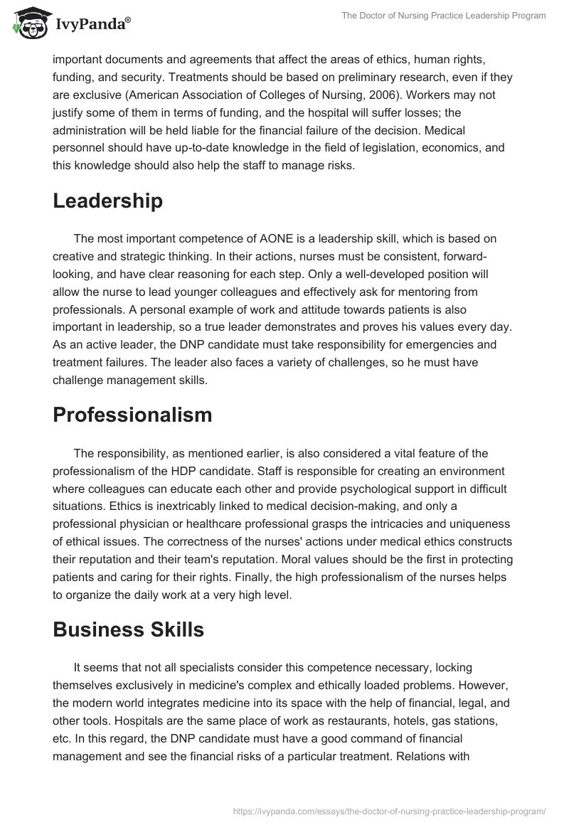 The Doctor of Nursing Practice Leadership Program. Page 2