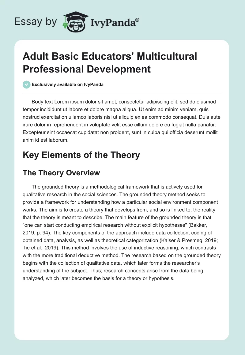 Adult Basic Educators' Multicultural Professional Development. Page 1
