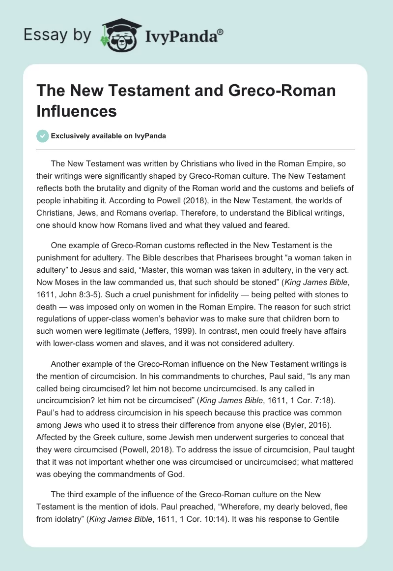 The New Testament and Greco-Roman Influences. Page 1