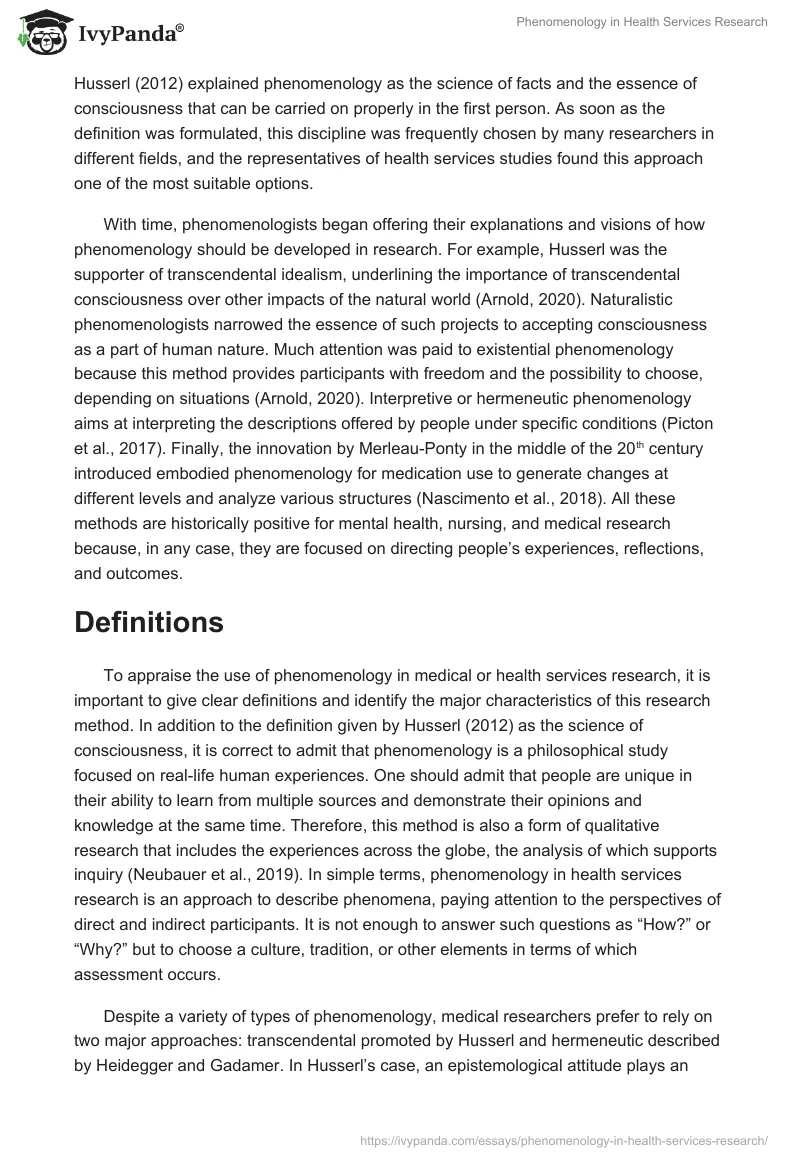 Phenomenology in Health Services Research. Page 2