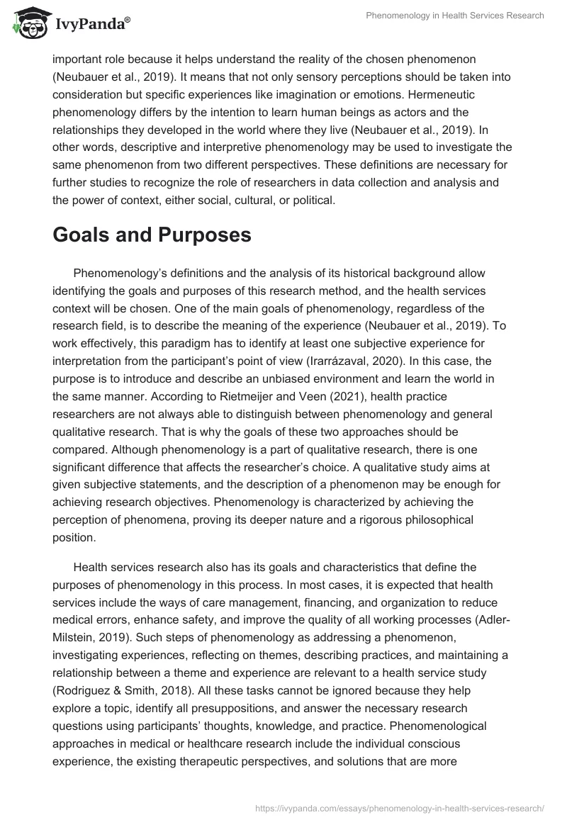 Phenomenology in Health Services Research. Page 3