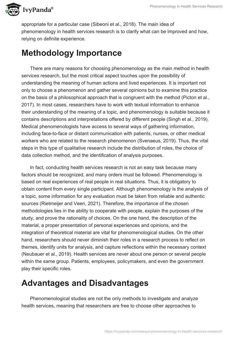 Phenomenology in Health Services Research. Page 4