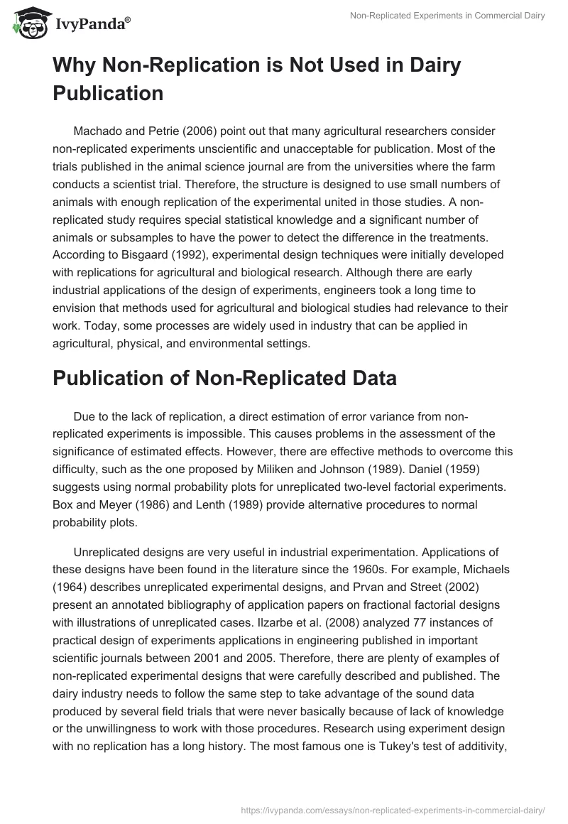 Non-Replicated Experiments in Commercial Dairy. Page 2
