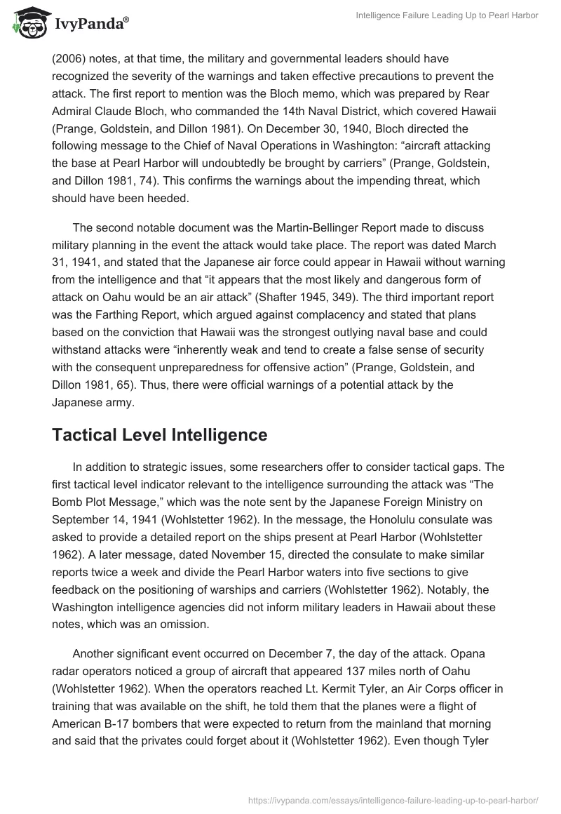Intelligence Failure Leading Up to Pearl Harbor. Page 3