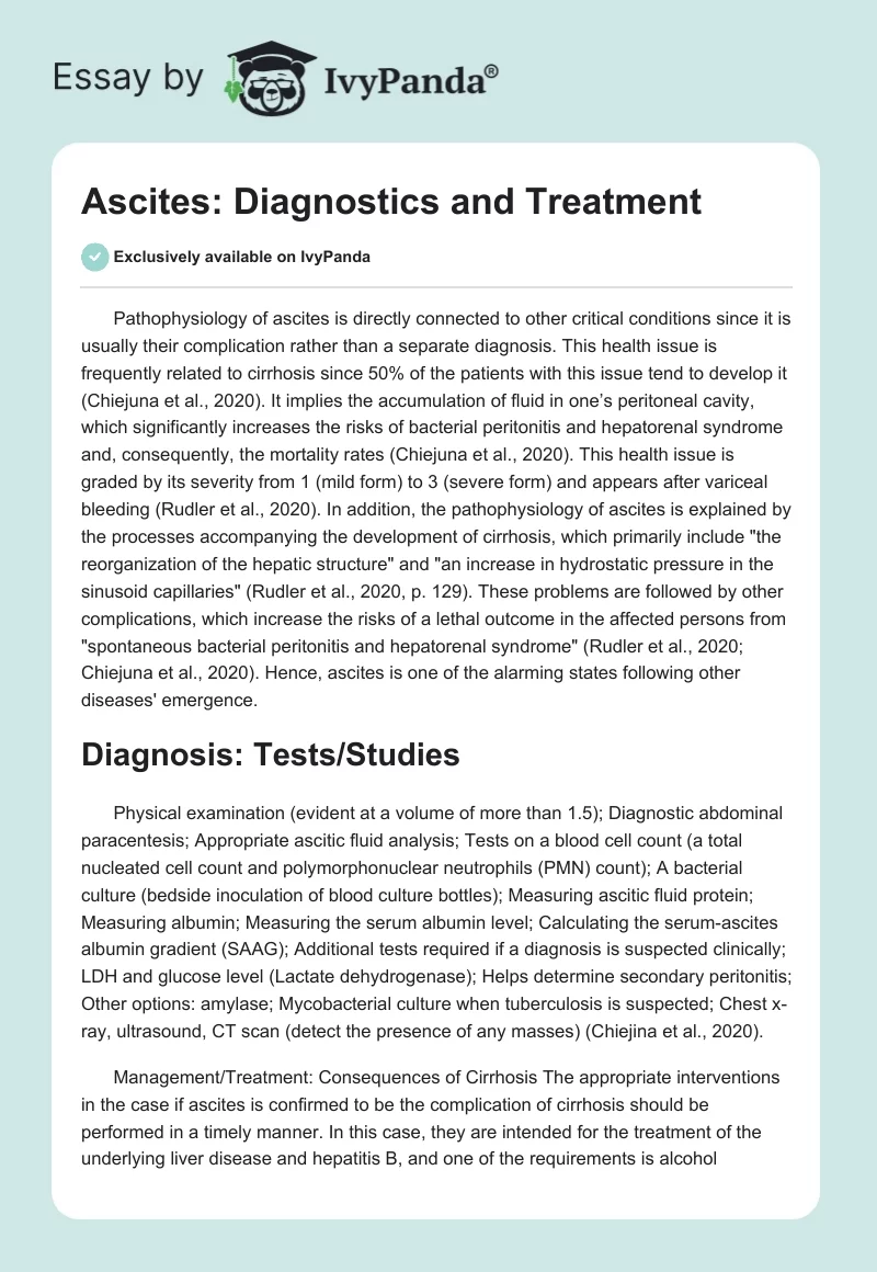 Ascites: Diagnostics and Treatment. Page 1