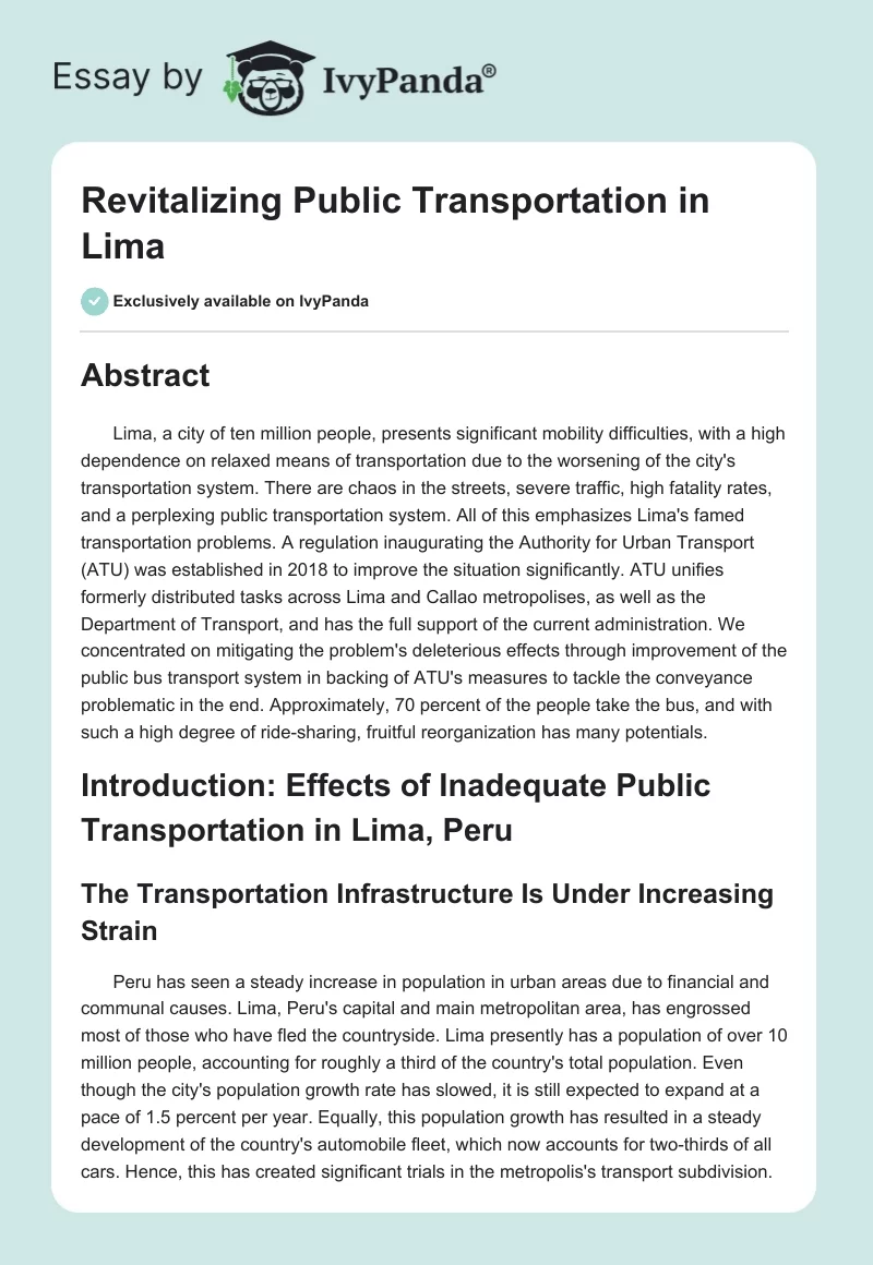 Revitalizing Public Transportation in Lima. Page 1