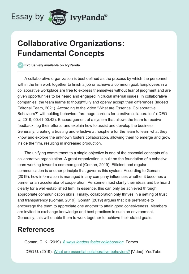 Collaborative Organizations: Fundamental Concepts. Page 1