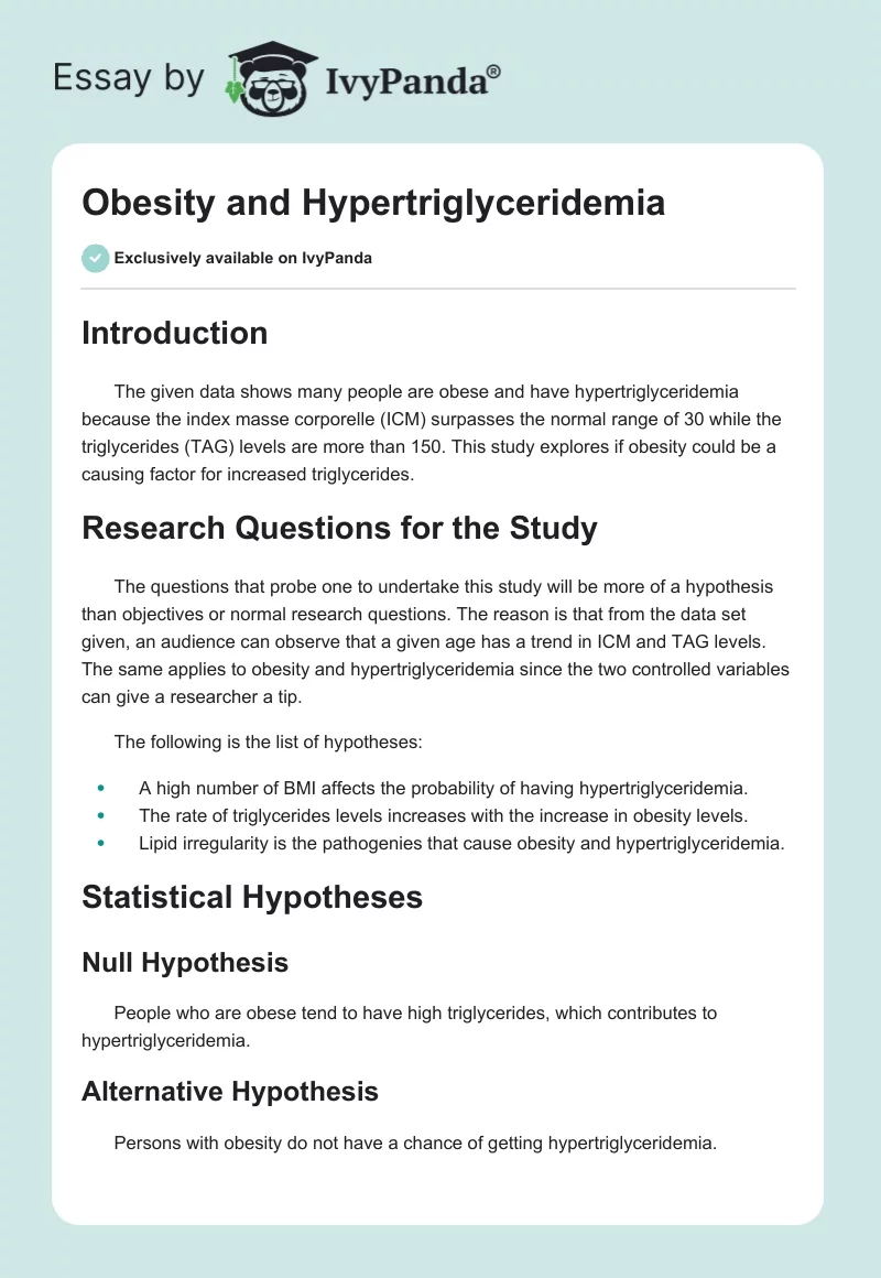 Obesity and Hypertriglyceridemia. Page 1
