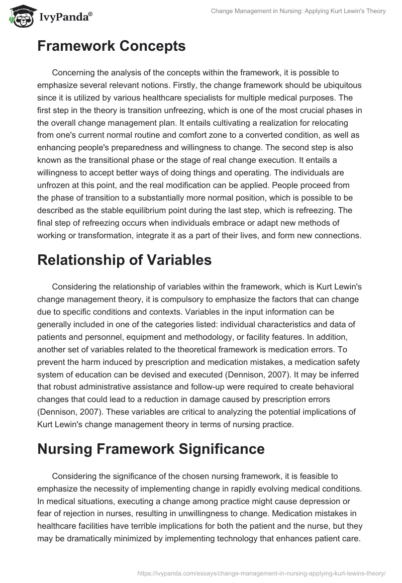 Change Management in Nursing: Applying Kurt Lewin's Theory. Page 2