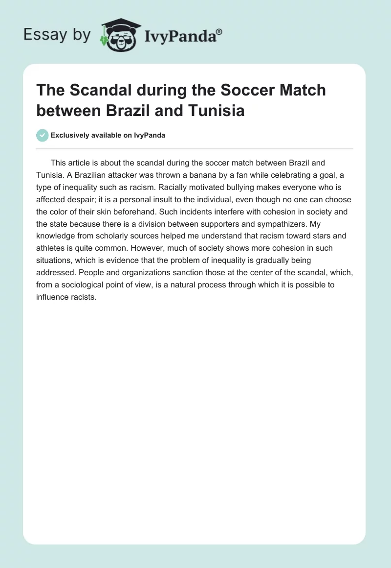 The Scandal during the Soccer Match between Brazil and Tunisia. Page 1