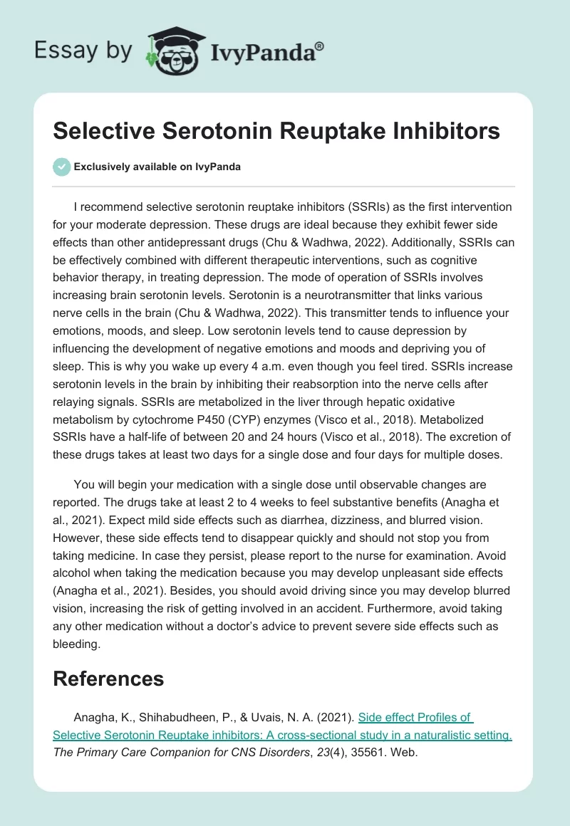 Selective Serotonin Reuptake Inhibitors. Page 1