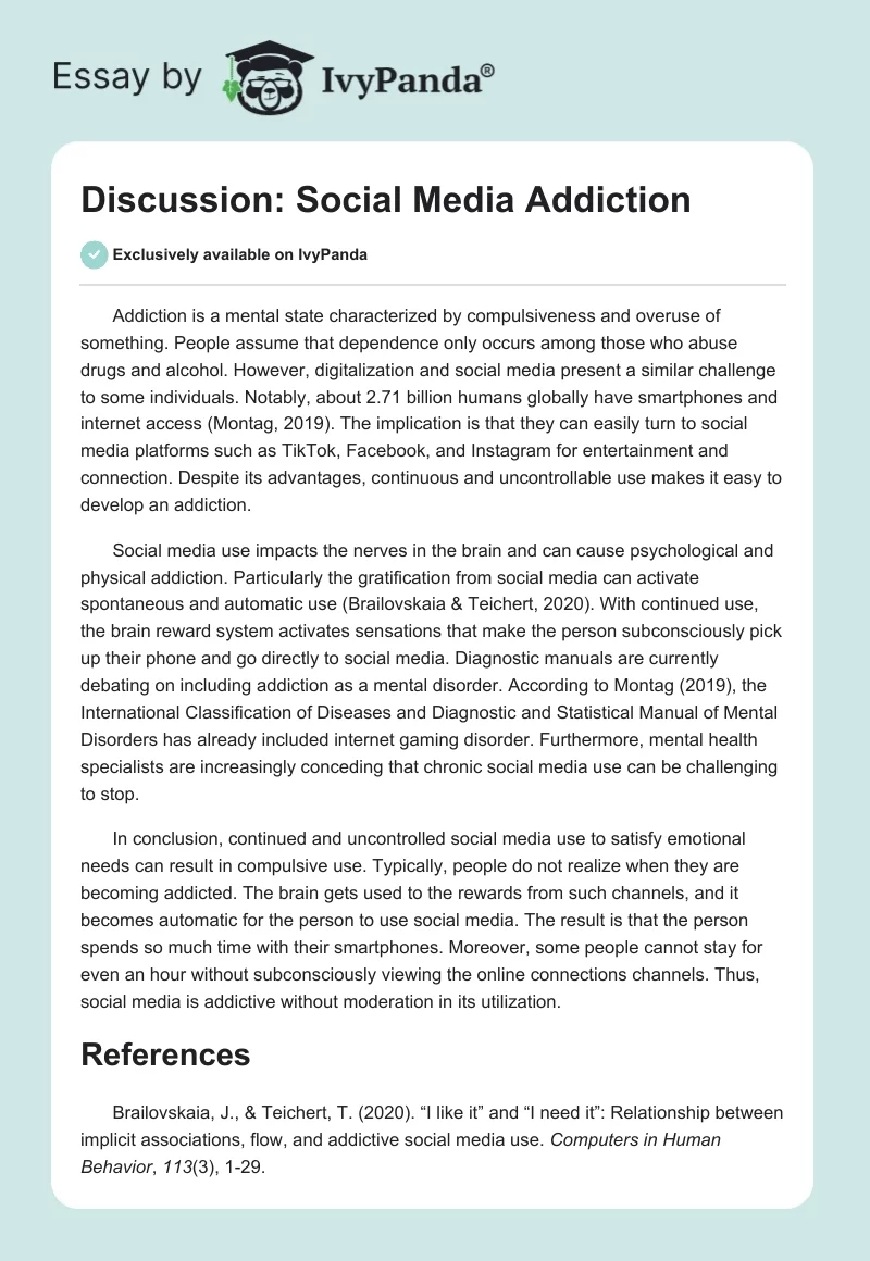 Discussion: Social Media Addiction. Page 1