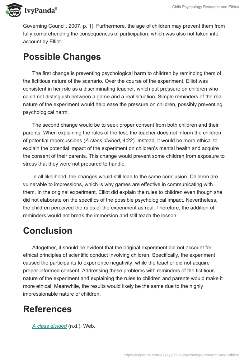 Child Psychology Research and Ethics. Page 2
