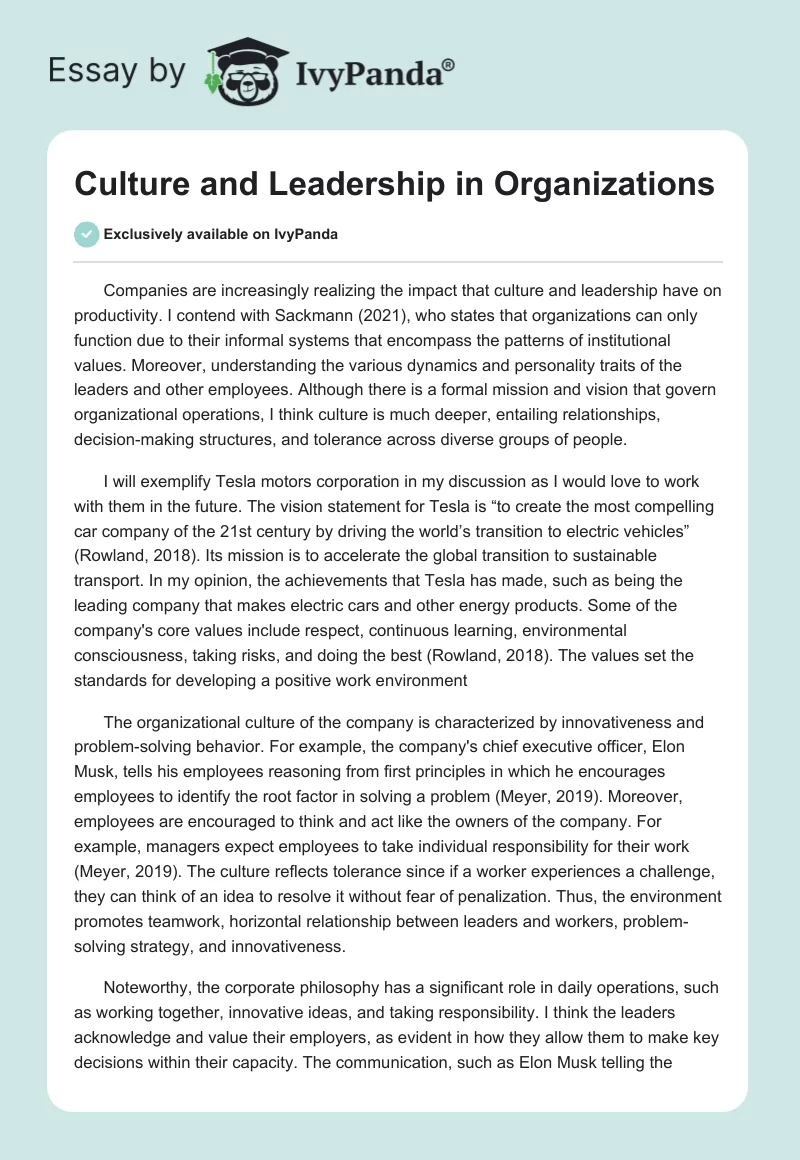 Culture and Leadership in Organizations. Page 1