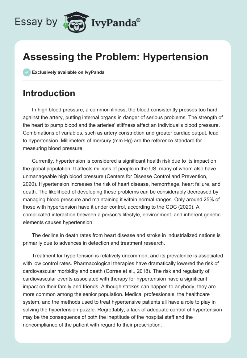 Assessing the Problem: Hypertension. Page 1