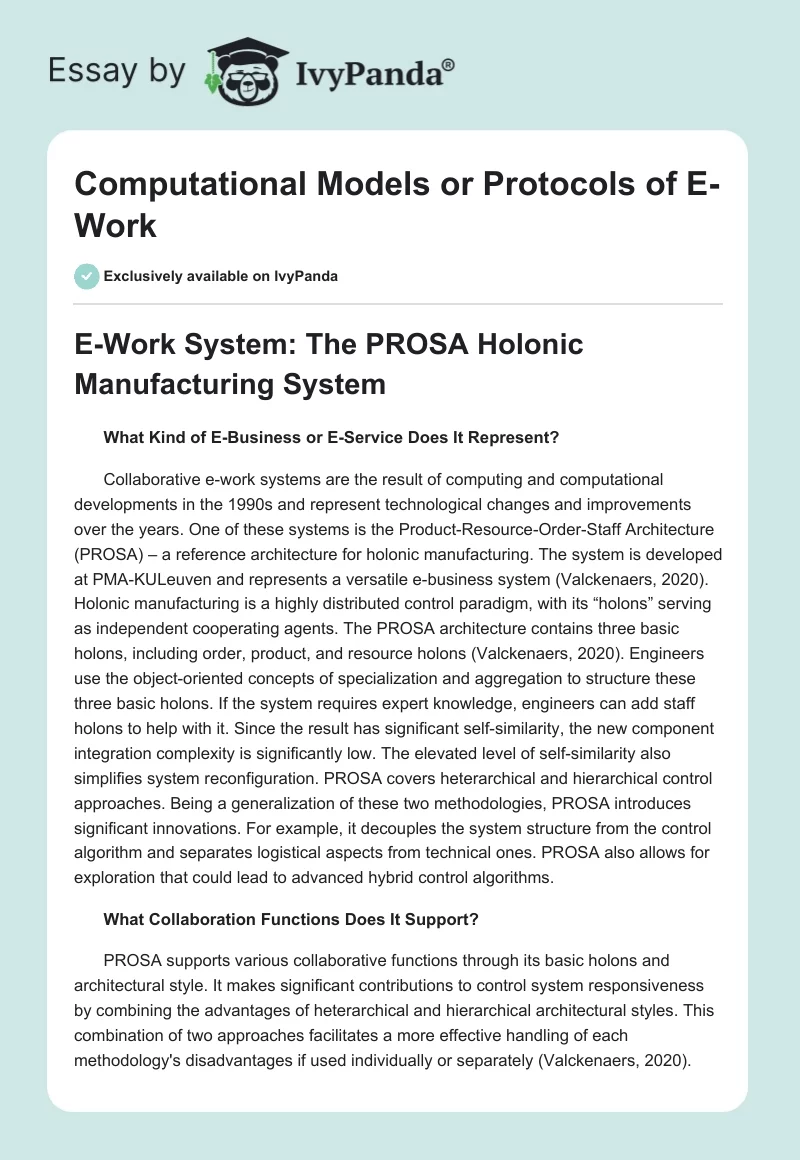 Computational Models or Protocols of E-Work. Page 1