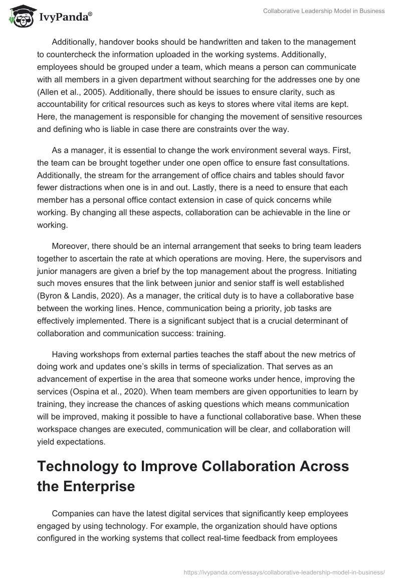 Collaborative Leadership Model in Business. Page 3