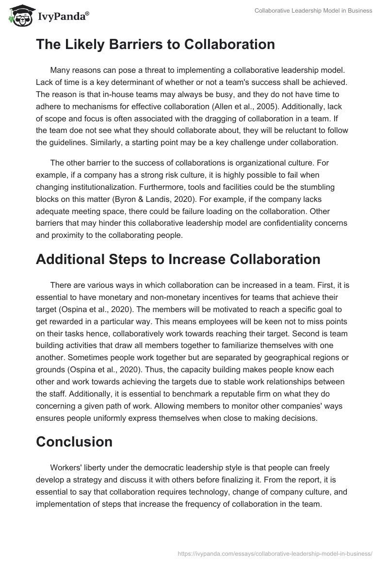 Collaborative Leadership Model in Business. Page 5