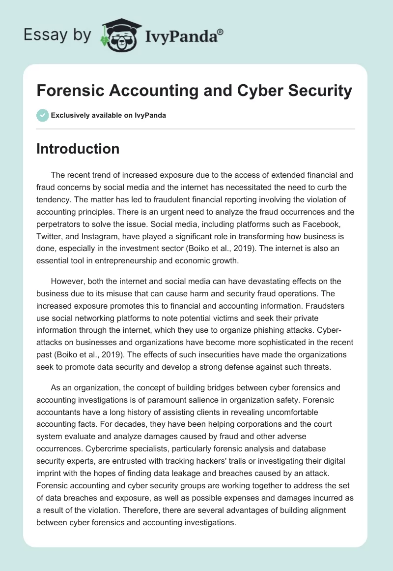 Forensic Accounting and Cyber Security. Page 1