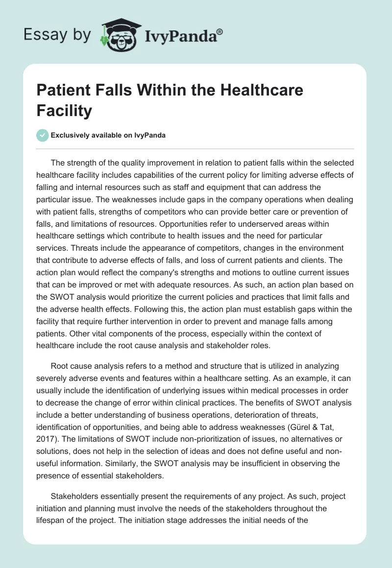 Patient Falls Within the Healthcare Facility. Page 1