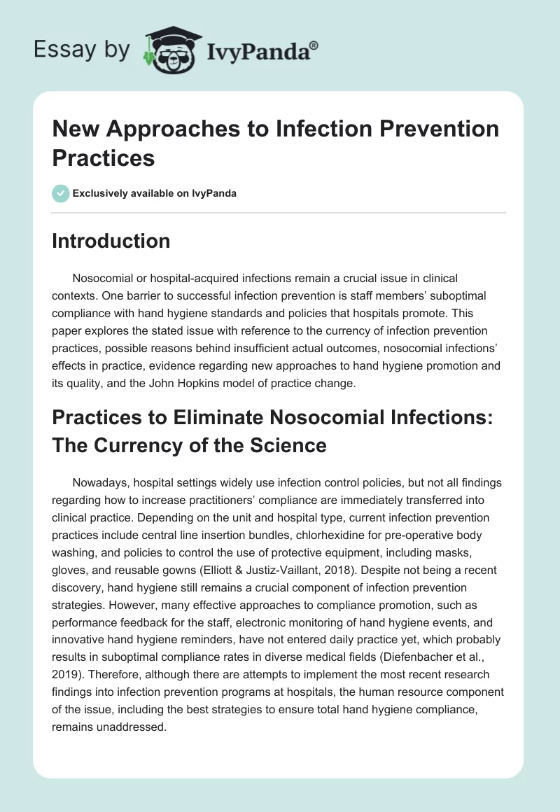 New Approaches to Infection Prevention Practices. Page 1