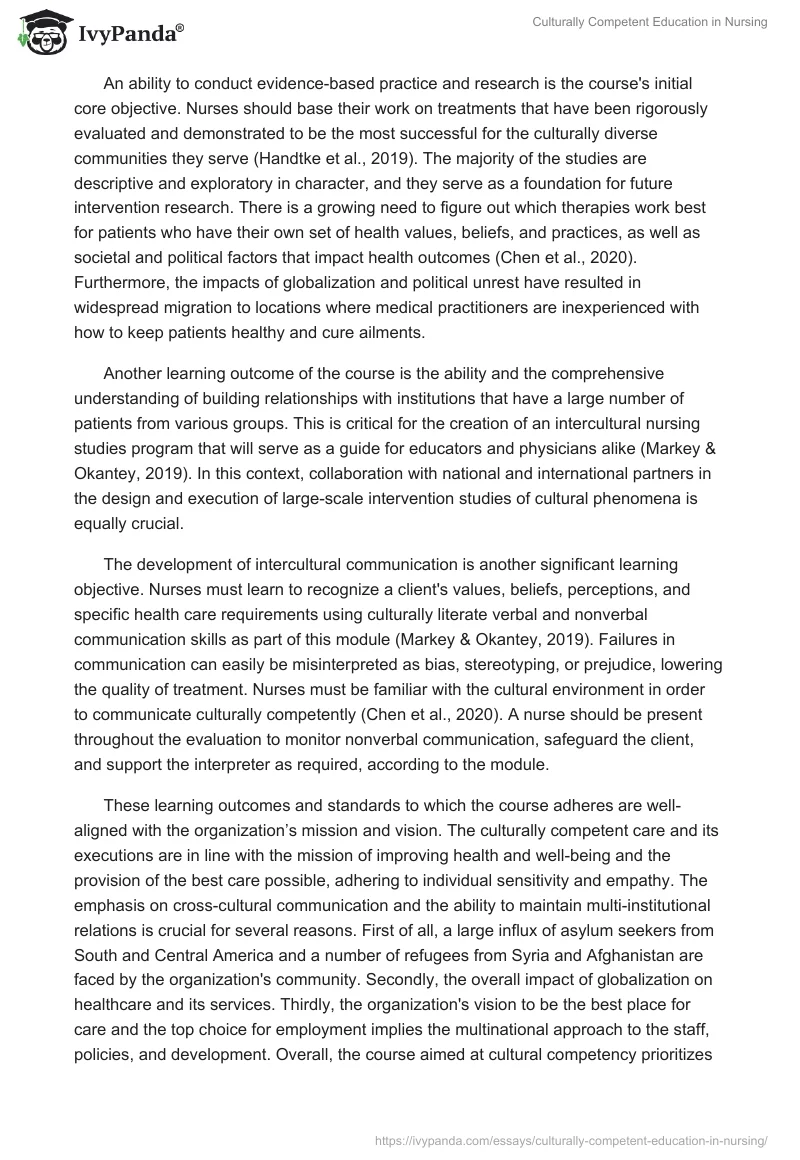 Culturally Competent Education in Nursing. Page 2